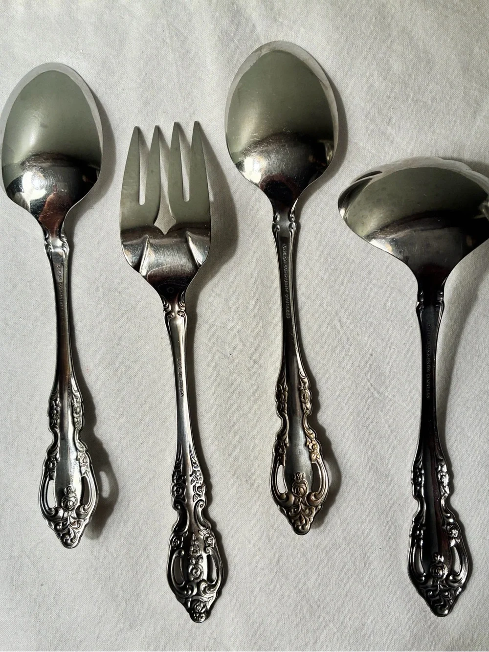 Oneida Community Stainless Serving Flatware  Possibly Brahms Spoons Ladle Fork